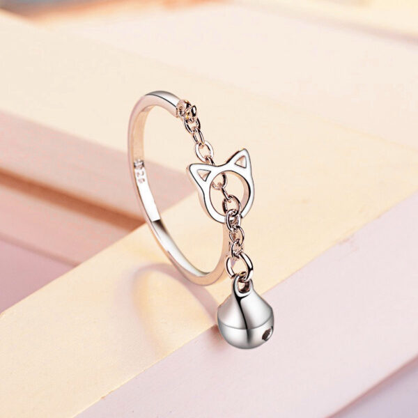 Korean-Japanese Style Hollow Cat Bell Ring - Image 2