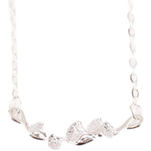 Korean New Arrival Pure Silver Ginkgo Leaf Necklace