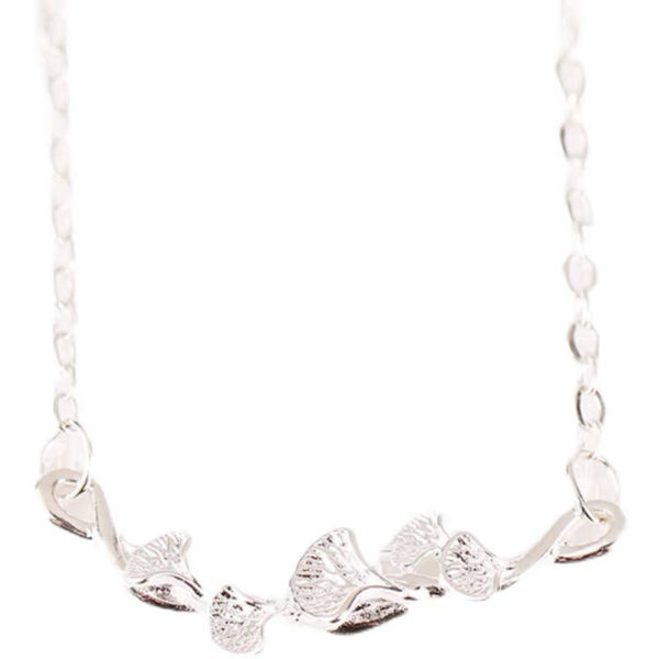 Korean New Arrival Pure Silver Ginkgo Leaf Necklace