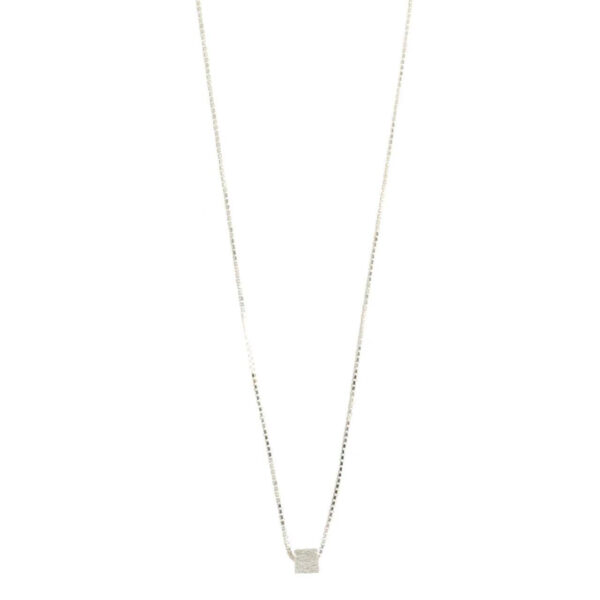 Korean Style Brushed Square Pendant Necklace