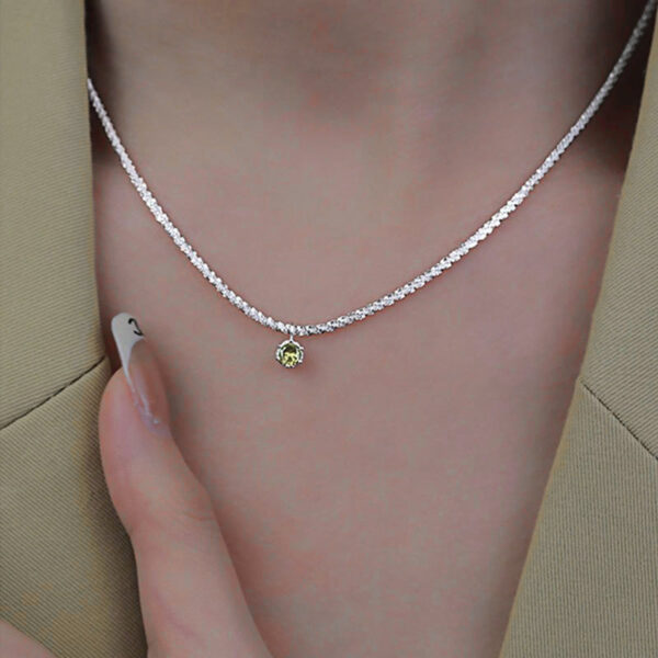 Dazzling “Starry Sky” Minimalist Olive Green Necklace - Image 2